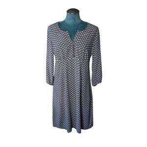 Boden Floral A Line Dress 14R Tan White Long Sleeves Viscose Casual Feminine